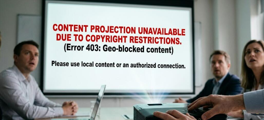 How to avoid copyright restrictions when projecting content to a projector?
