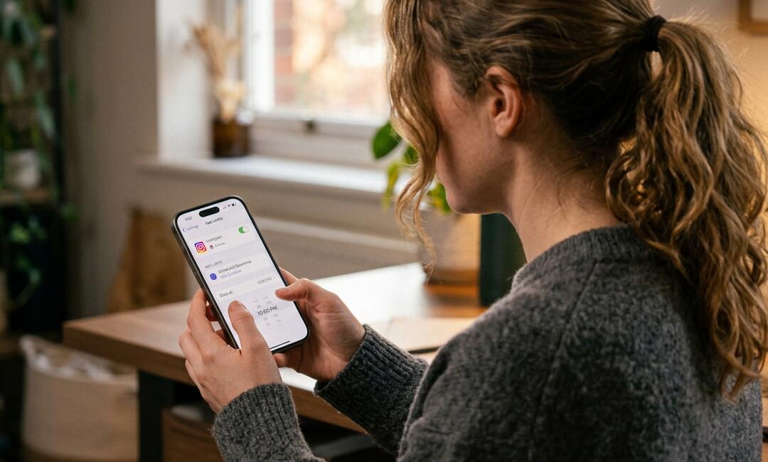A lady is locking an app on iPhone