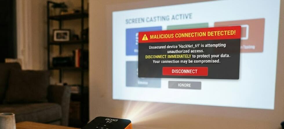 How can I prevent malicious connections when casting my screen?