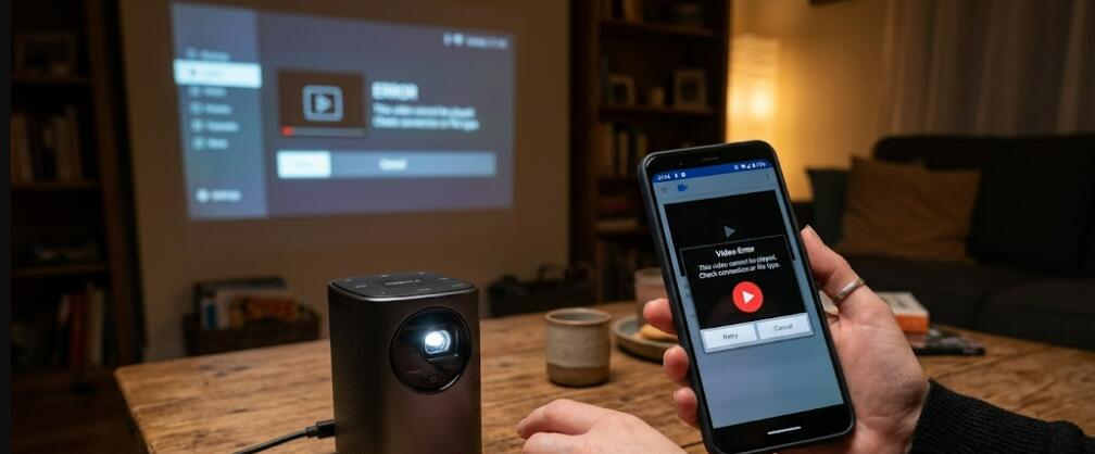 My portable projector has connected to my phone, but can't play videos, why and how to fix?