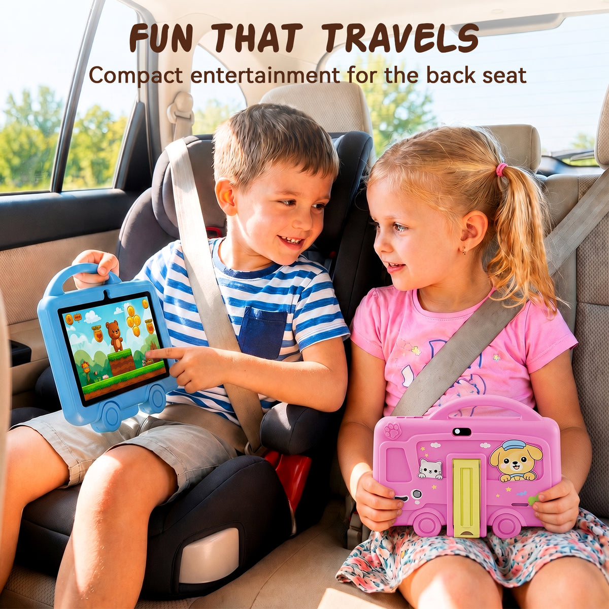 K8 7 Inch Kids Tablet, Android 11, Educational Learning Content, Expandable Storage Up to 6GB (2GB+32GB), Multi-Function Parental Controls, Large 3000mAh Battery, Anti-Drop Kid Case, Blue