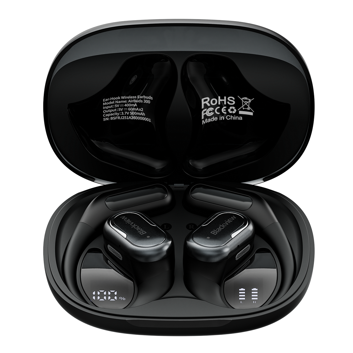 Blackview AirBuds 300 IPX5 wasserdicht Smart Digital Power Display ENC Geräuschunterdrückung Mikrofon Bluetooth 6.0 Open-ear OWS Ohrhörer