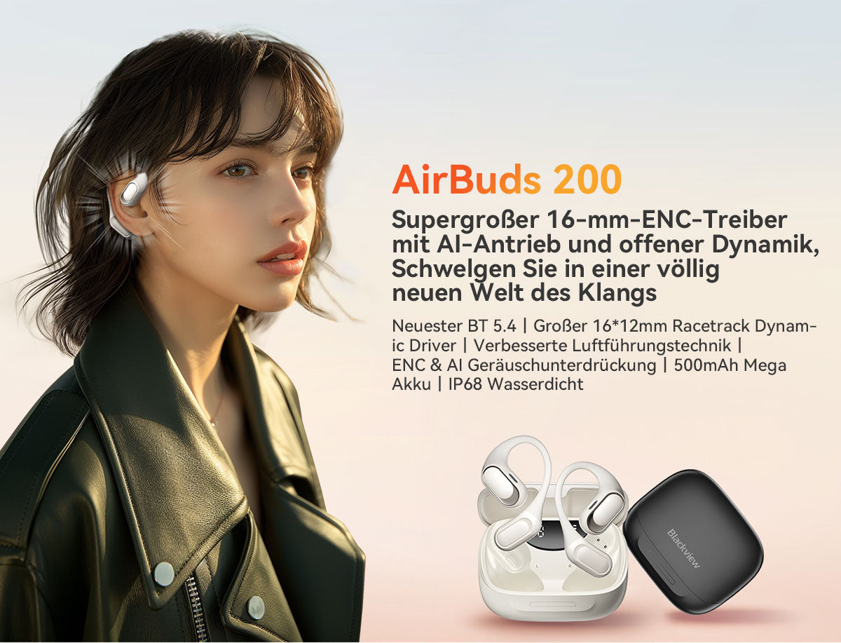 Blackview Airbuds 200 IP68 wasserdichte Open-Ear-TWS-Ohrhörer