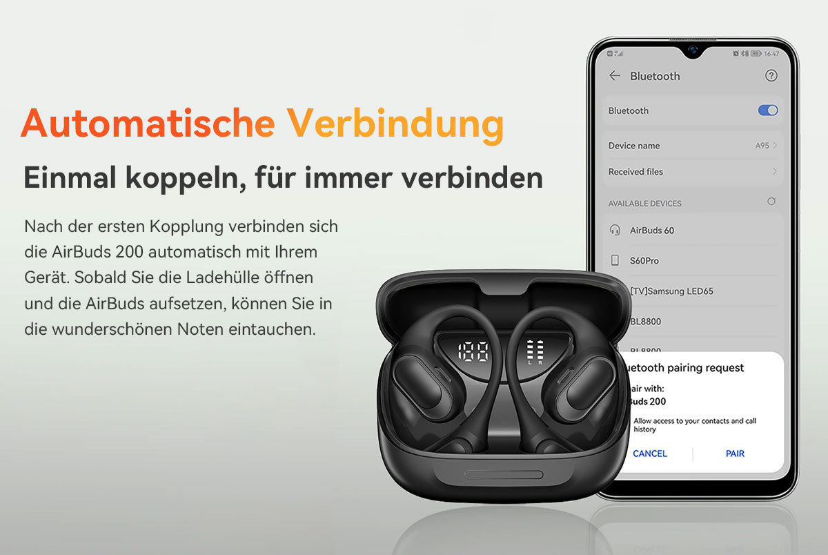 Blackview Airbuds 200 IP68 wasserdichte Open-Ear-TWS-Ohrhörer