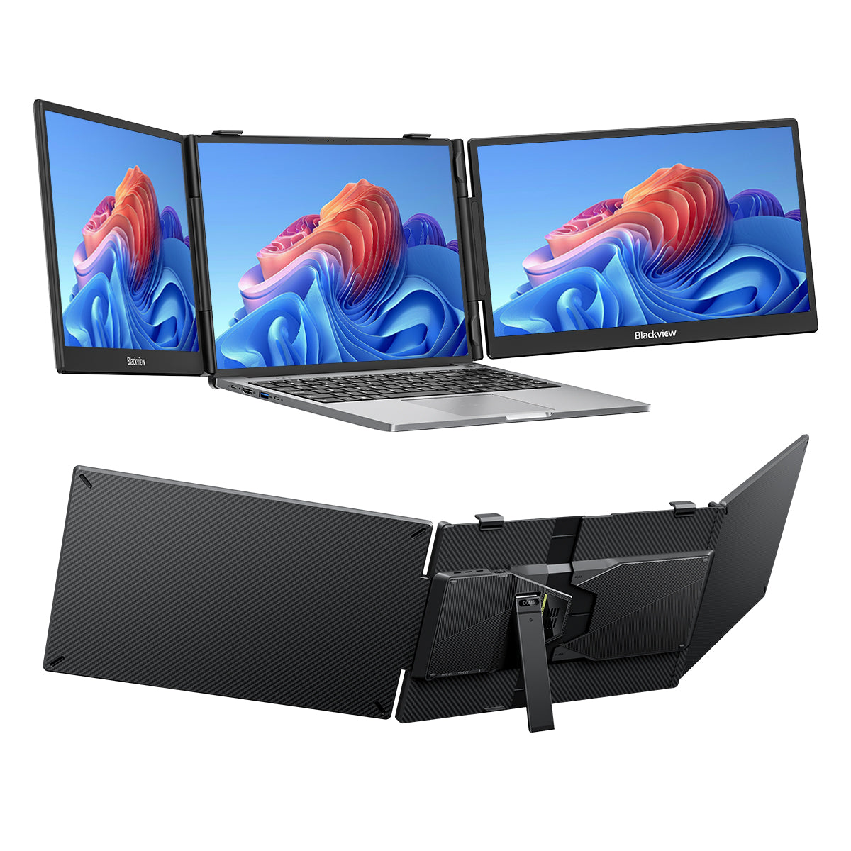 Blackview DCM5 14-Zoll Dual-Monitor Tragbarer Laptop-Bildschirm-Erweiterer mit Lautsprecher
