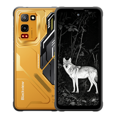 Back and front of the yellow Blackview FORT 5 Ultra