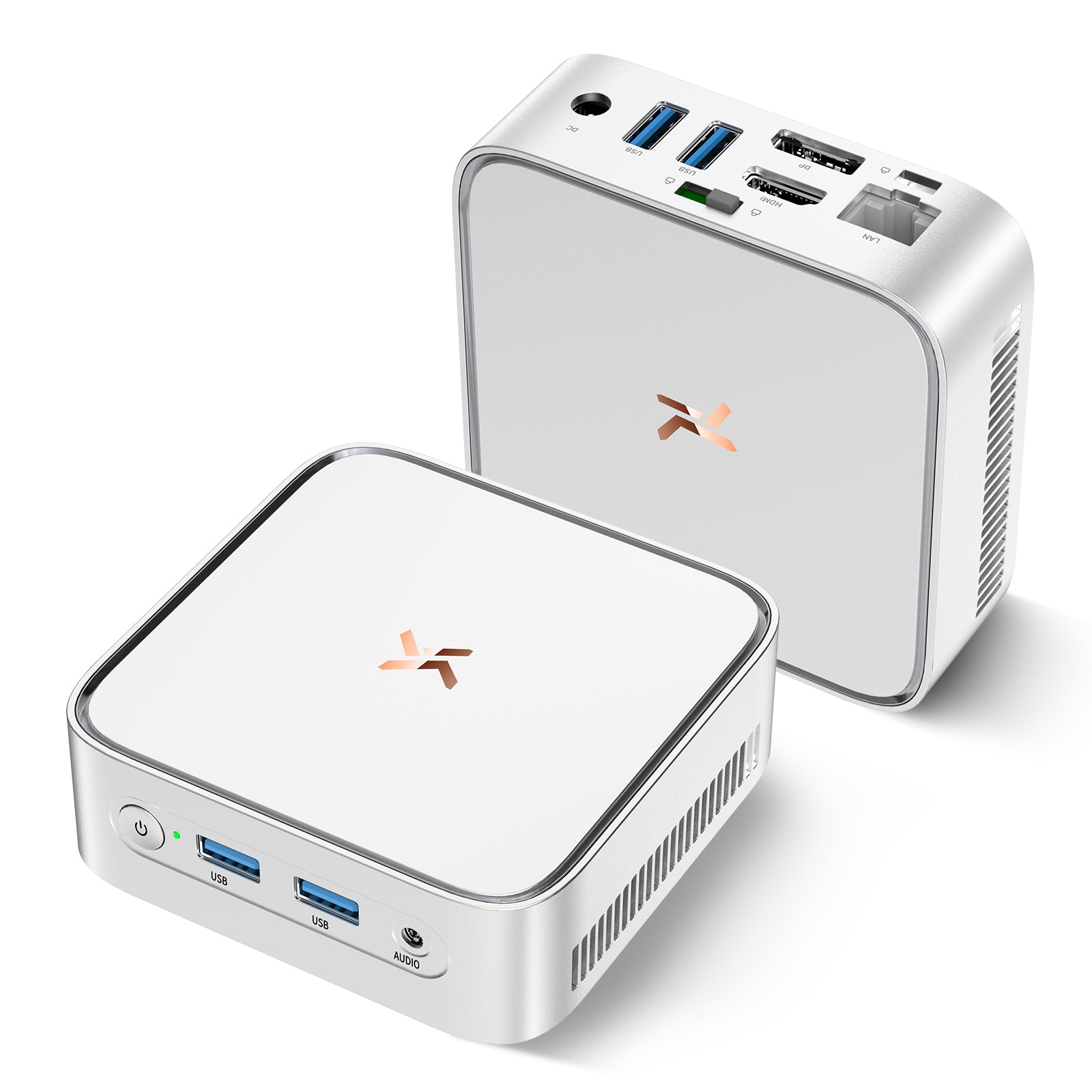 Huidun H80 Mini-PC AMD Ryzen 5 3500U (MAX 3,7 GHz), 16 GB 512 GB, Office-Heimcomputer, Dual-Display, WiFi 5 BT4.2, 3 Jahre Garantie, für Laptop, Monitor (Silber)