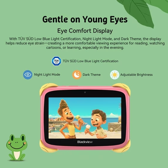 Blackview LINK Lite Kids 7 Zoll IPS Bildungs-Tablet, Android 11 Quad-Core, 2GB RAM 32GB ROM erweiterbar auf bis zu 6GB, WiFi Bluetooth GPS, Kindersicherung, 3000mAh Akku, Schutzhülle, Pink