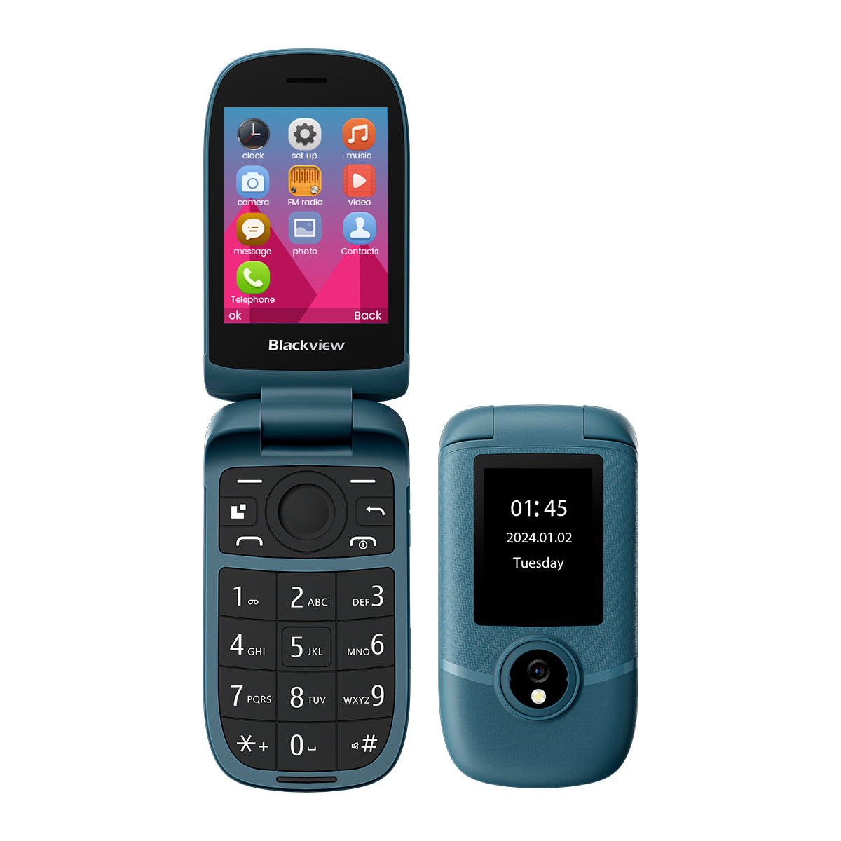 Blackview N2000 Flip 2,8"+1,77" Display Unisoc T107 1500mAh Dual-SIM 4G-Handy 