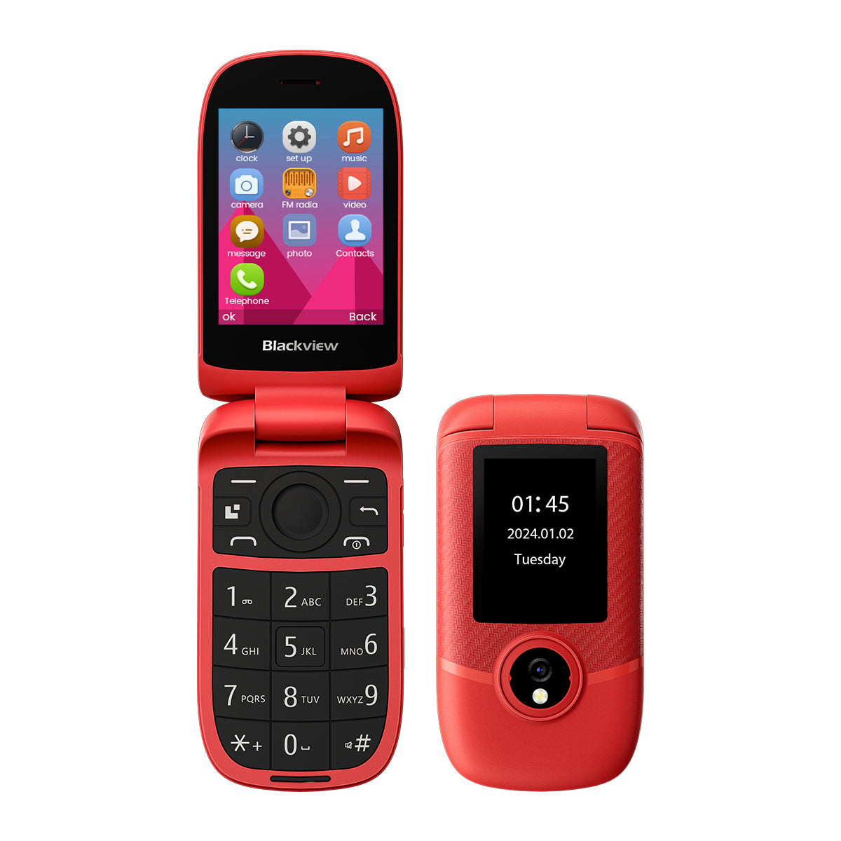 Blackview N2000 Flip 2,8"+1,77" Display Unisoc T107 1500mAh Dual-SIM 4G-Handy 