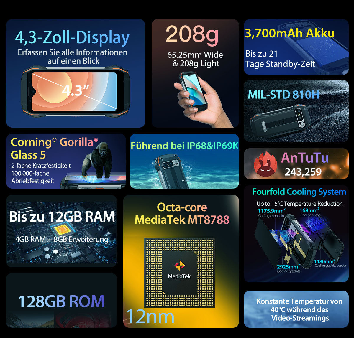 Blackview N6000SE 4,3-Zoll-Mini-Robust-Telefon