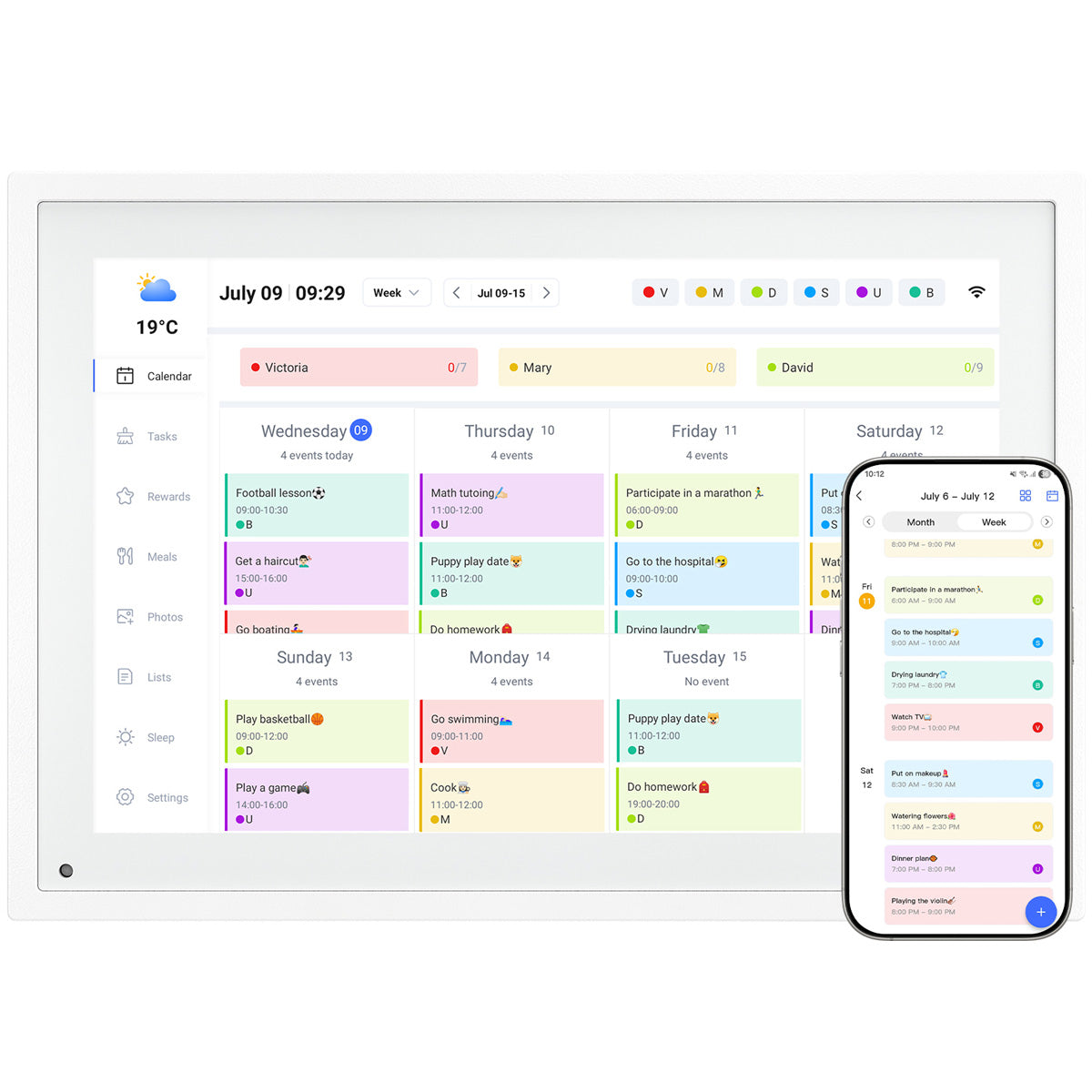 TABWEE P10 10,1-Zoll HD-Touchscreen Digitaler Kalender mit WLAN- und eCalendar-App-Unterstützung